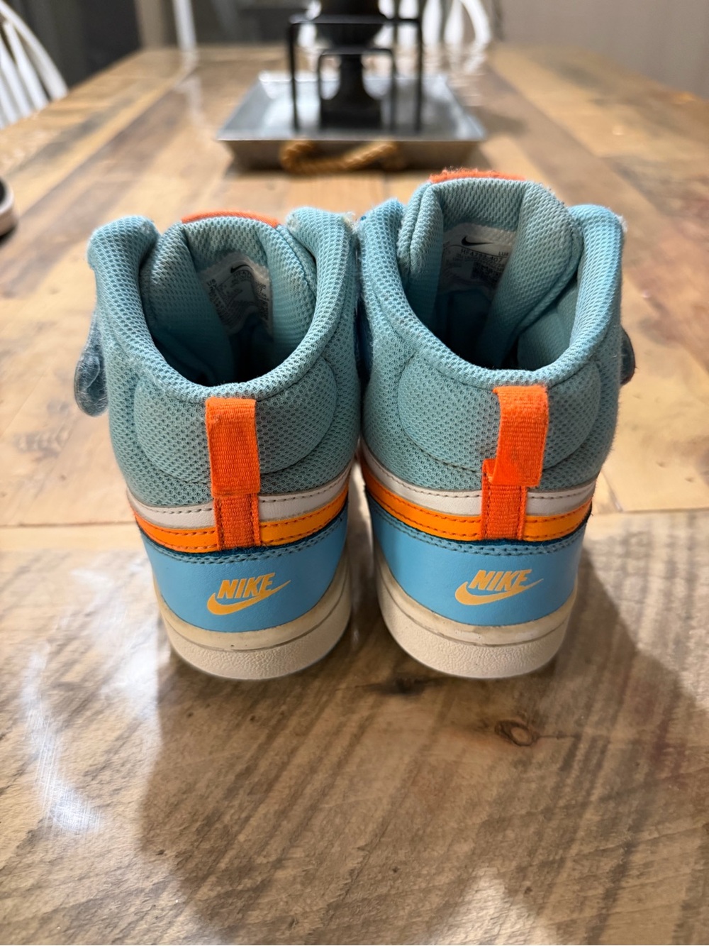 Nike Court Borough Mid 2 (Aquarius Blue / White / Total Orange) 2Y - Picture 3 of 8